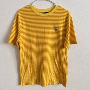 Yellow Striped Short Sleeve Tee with Daisy